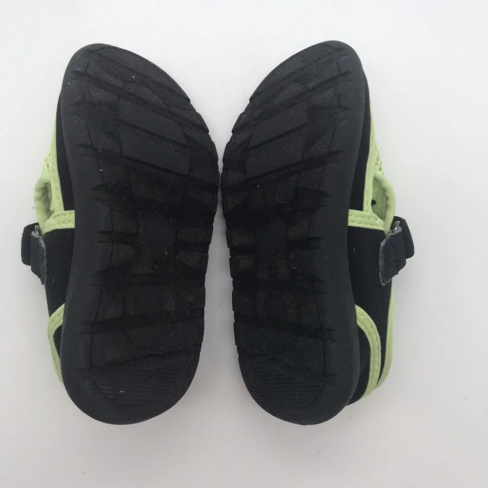 Wonder Nation Girl's size 5-6 Water Shoes Comfort Footbed Neon Green & Black H&L